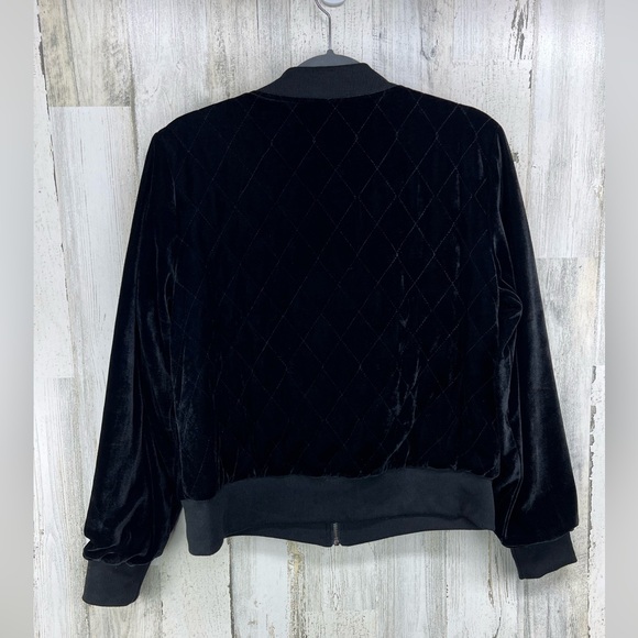 THML Quilted Floral Embroidered Velvet Bomber Jacket Womens Medium - Picture 3 of 5